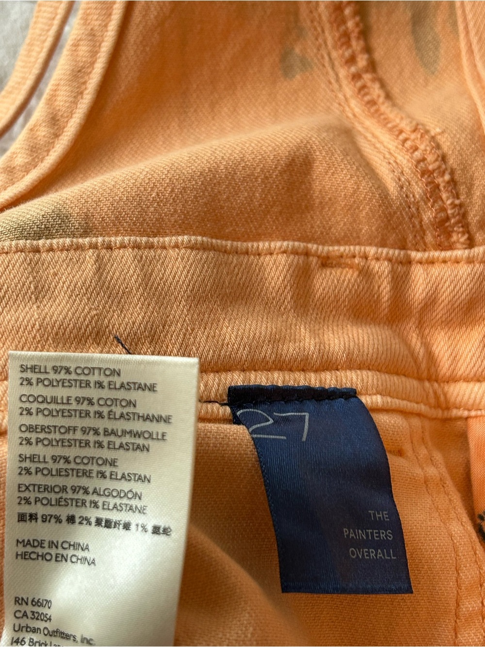 Anthropologie Pilcro Orange Paint Splatter Denim Overalls/Shortalls - Picture 5 of 8